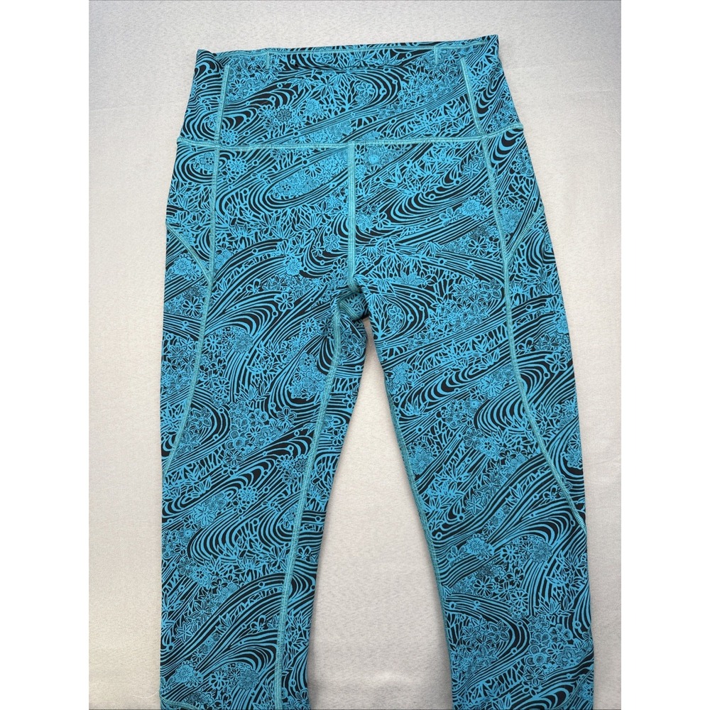 Lululemon In Movement Sz 6 Leggings Everlux  19" Kitakami Spirit Green Black‎